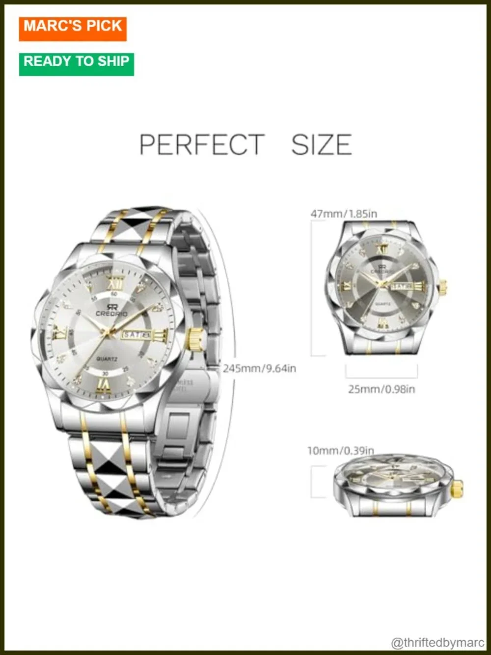 Stainless Steel Waterproof Diamond Dress Analog Quartz Luminous Date Wrist Watch